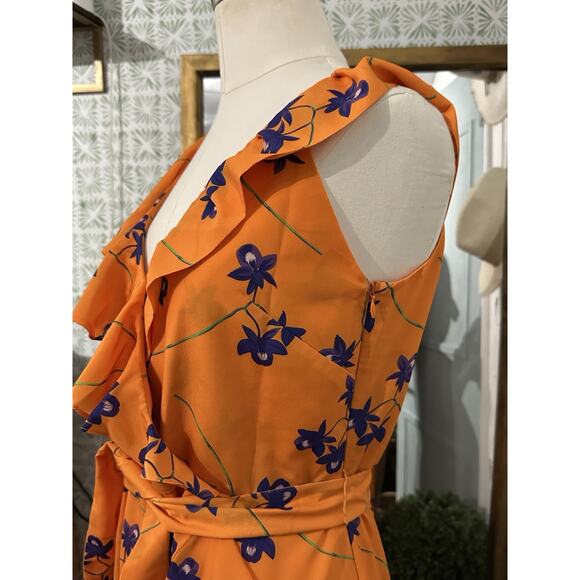 BORGO DE NOR Orange Isadora Ruffled Dress UK Size 12 US 8 - Picture 8 of 13